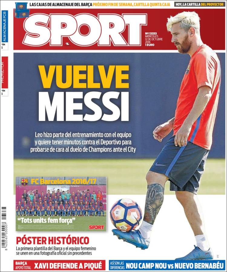 Sport Portada Messi 12.10.16