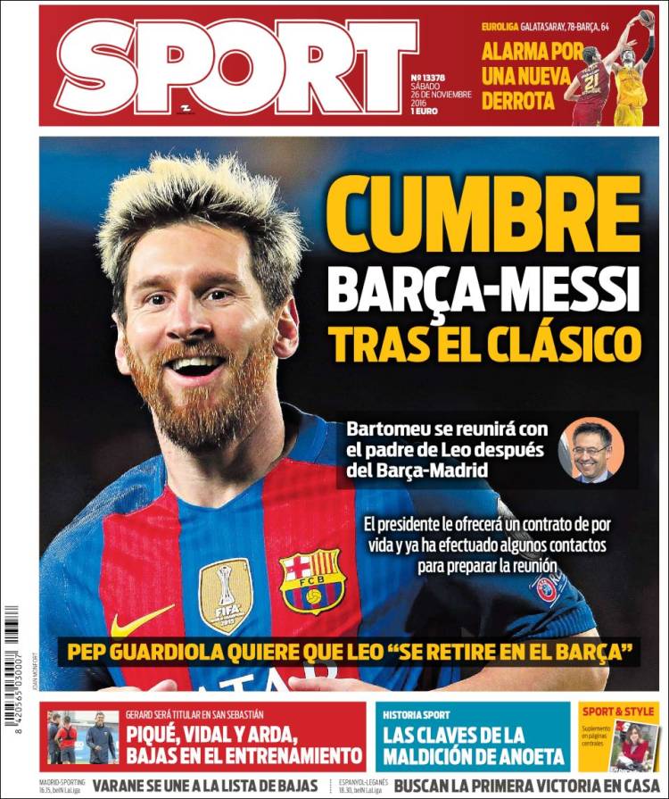Sport Portada Messi 26.11.16
