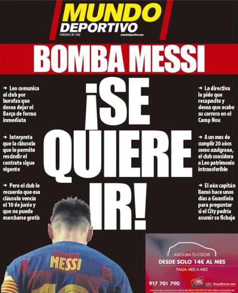 Portada Mundo Deportivo adiós Messi