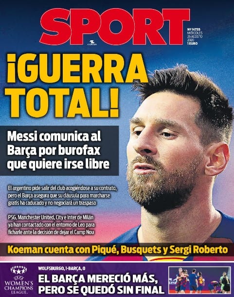 Portada Sport adiós Messi