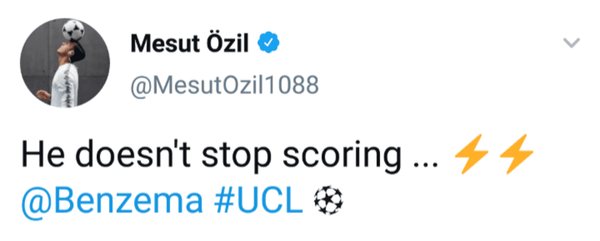 Tweet de Mesut Özil.