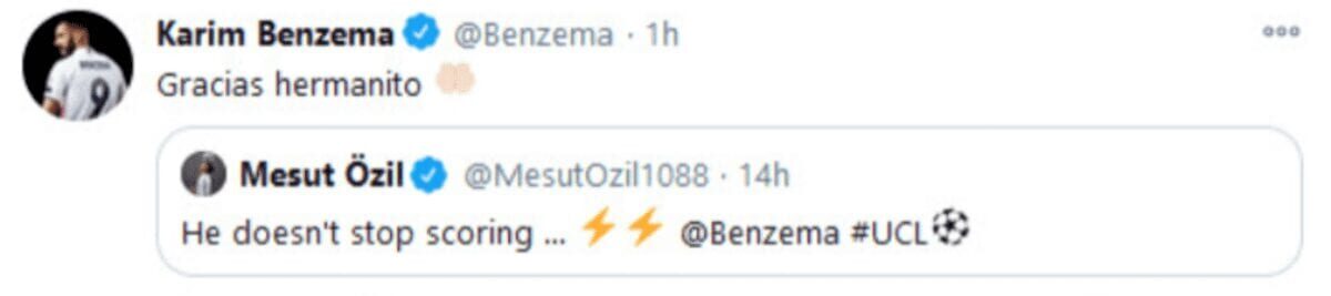 Tweet de Karim Benzema.