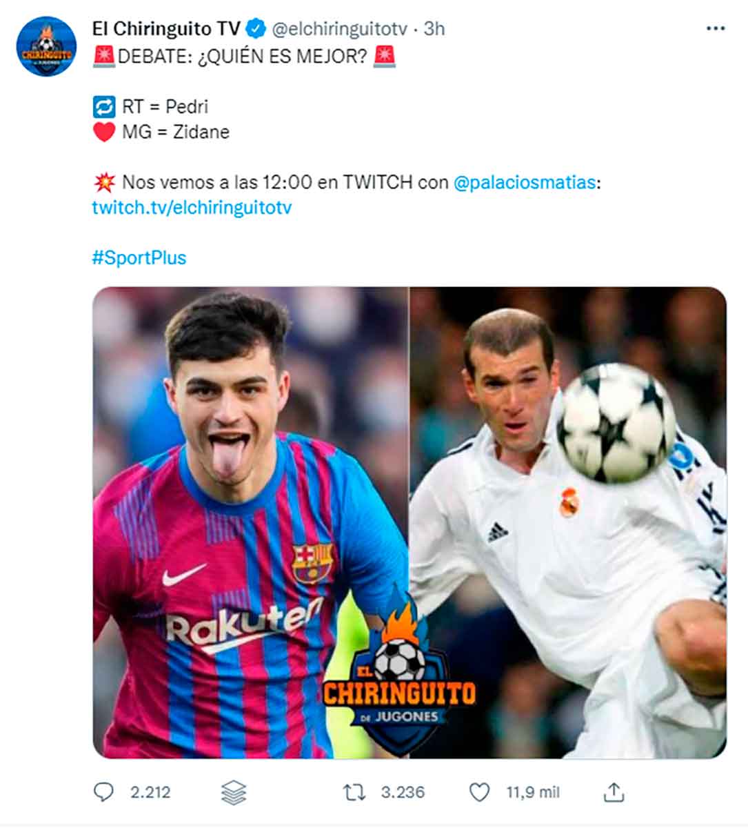 Tuit El Chiringuito Zidane o Pedri