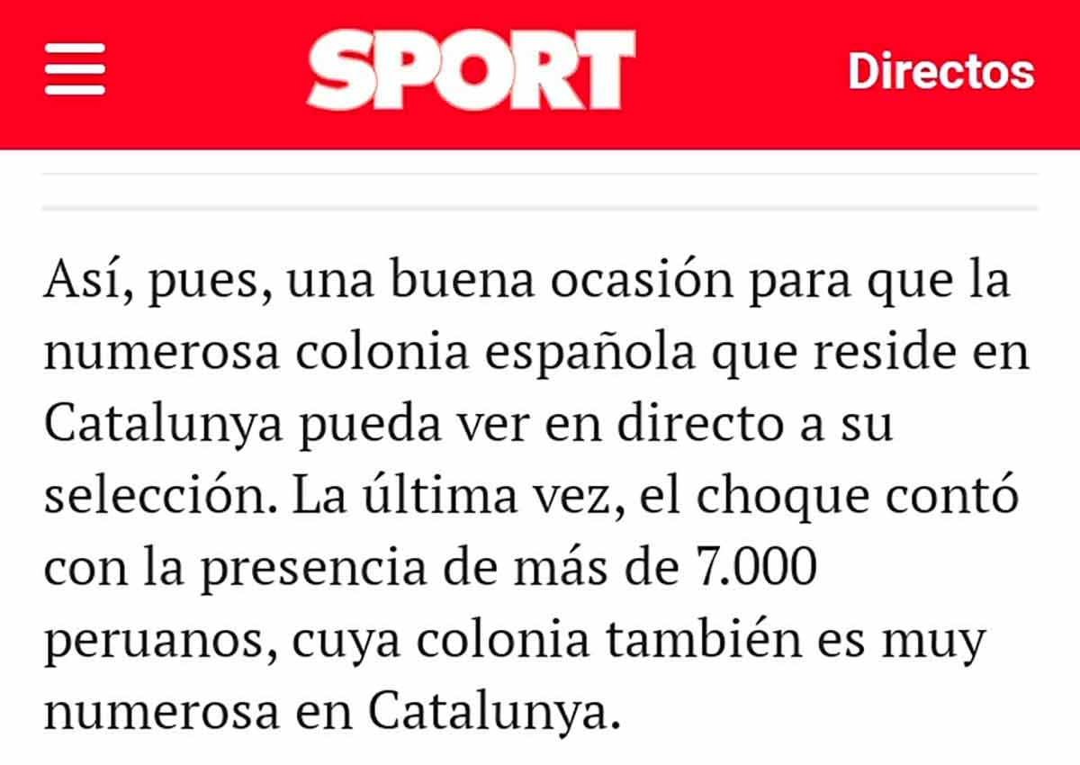 Comentario colonia española Sport