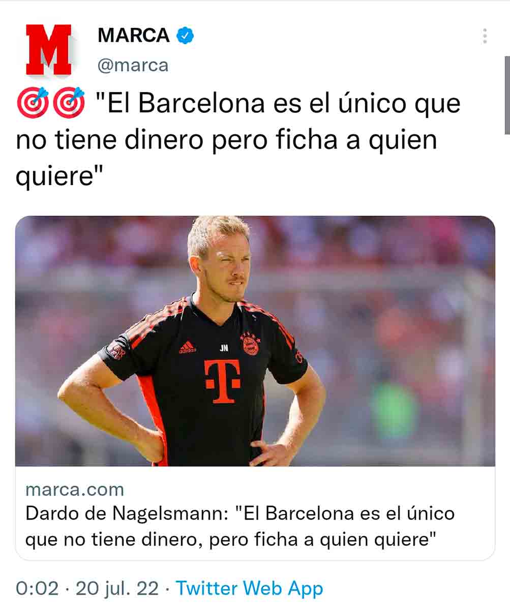 Nagelssman Barça sin dinero