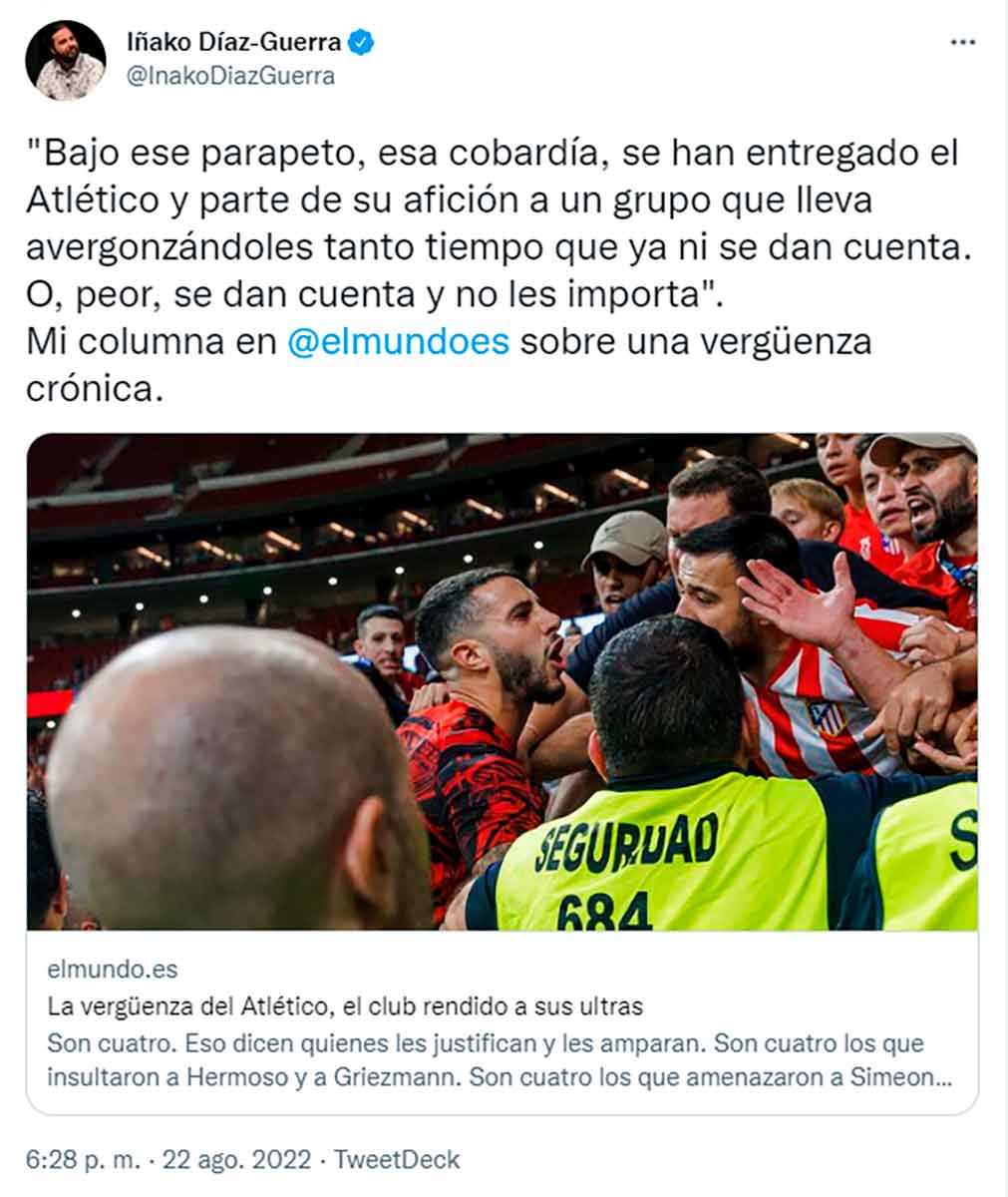 Tuit Iñako Frente Atlético