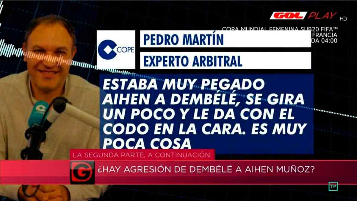 Predro Martín codazo Dembélé