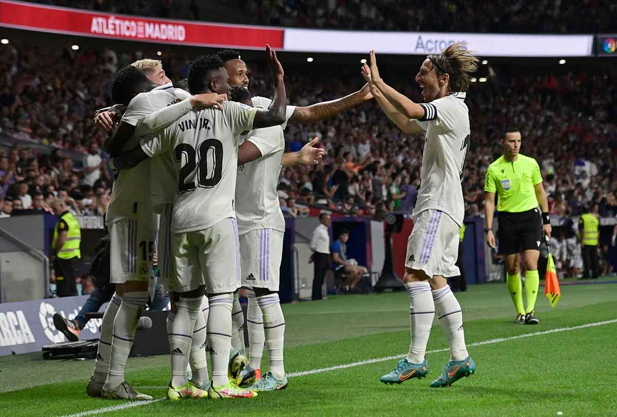 Celebración gol Real Madrid al Atleti