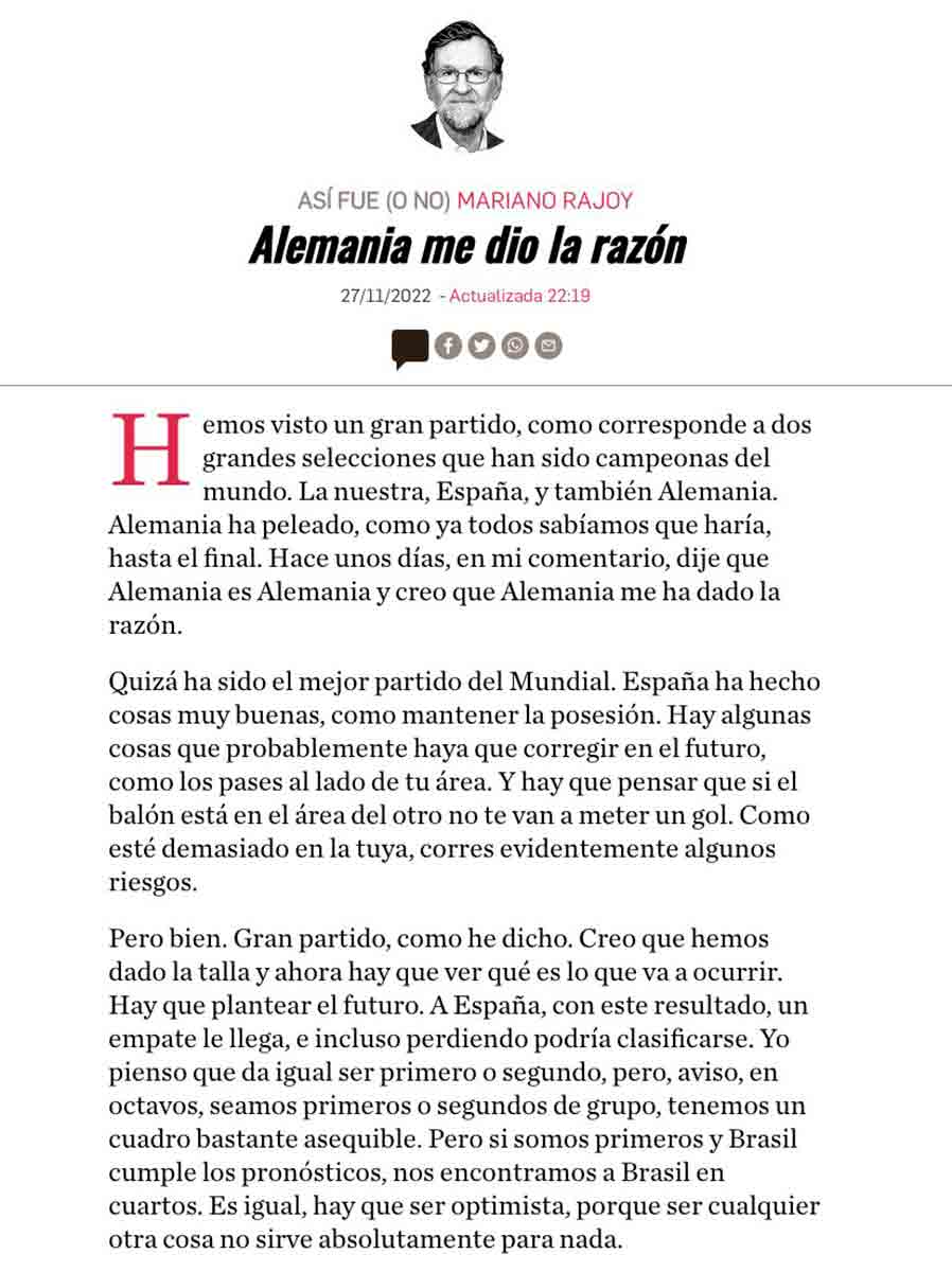 Crónica Rajoy España Alemania