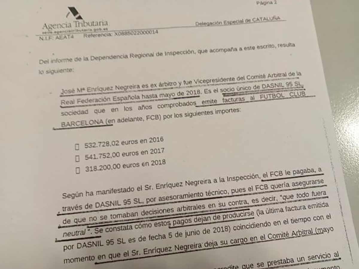 Agencia Tributaria José María Enríquez Negreira pagos Barça