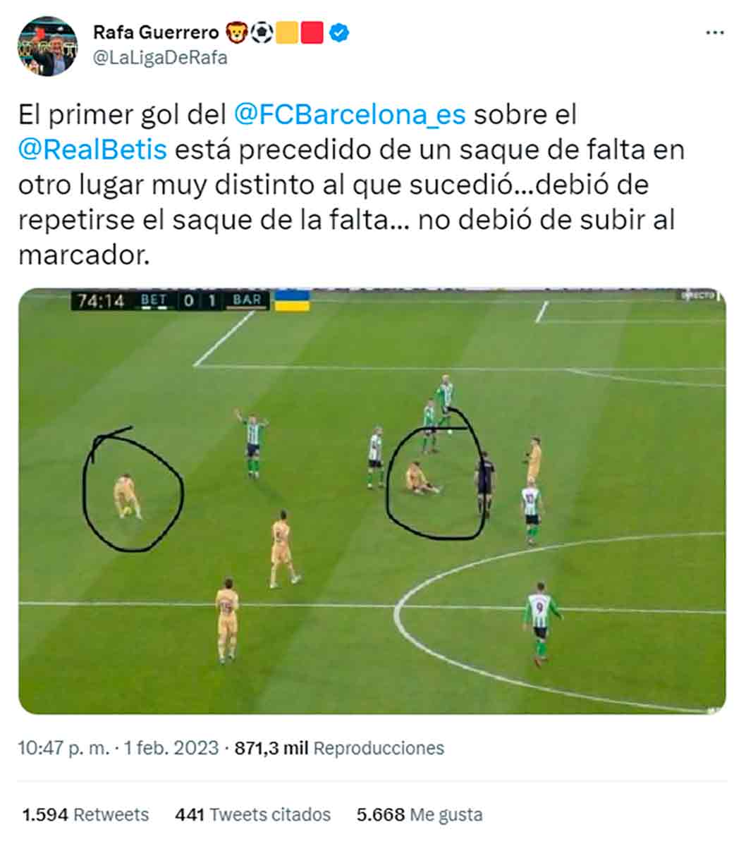 Tuit Rafa Guerrero gol Barça al Betis