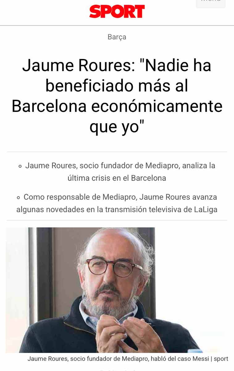 Roures beneficiado económicamente Barça