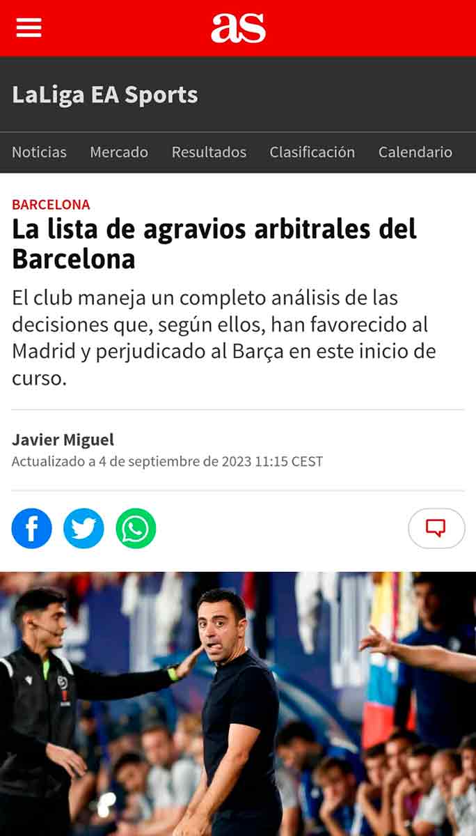 Agravios arbitrales Barça As